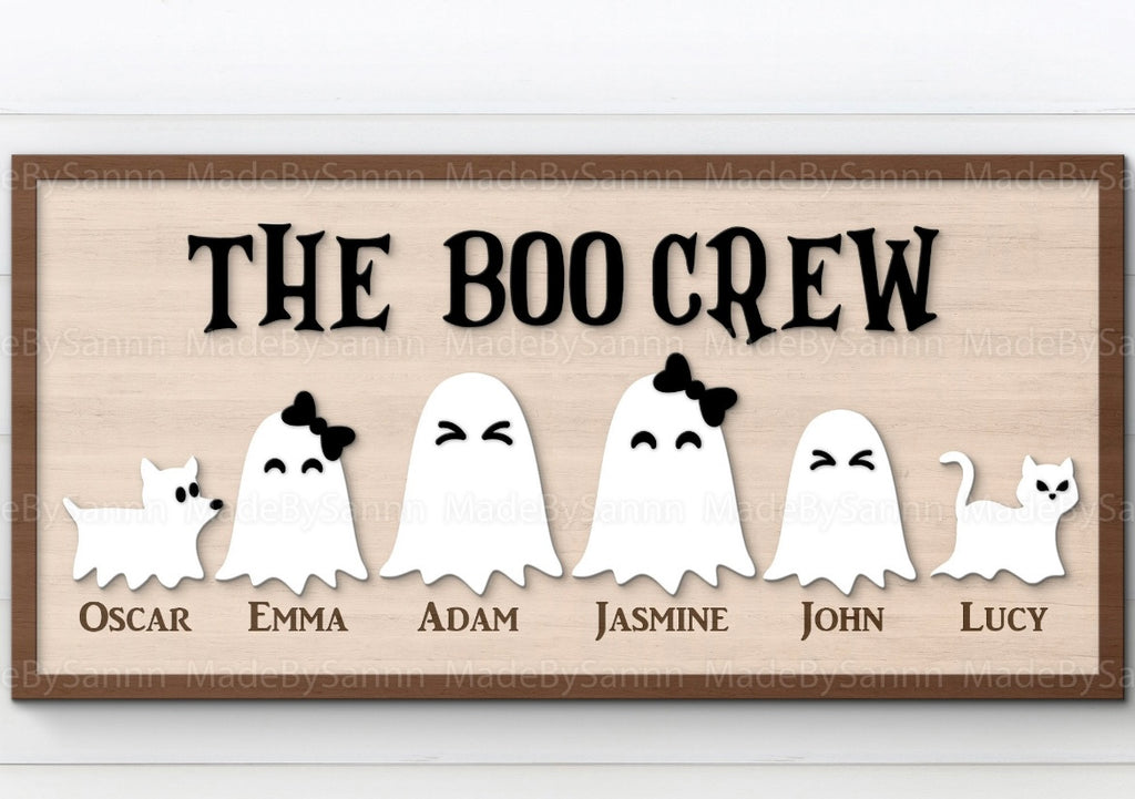 Personalized Boo Crew Sign - Halloween Decor with Family Name
