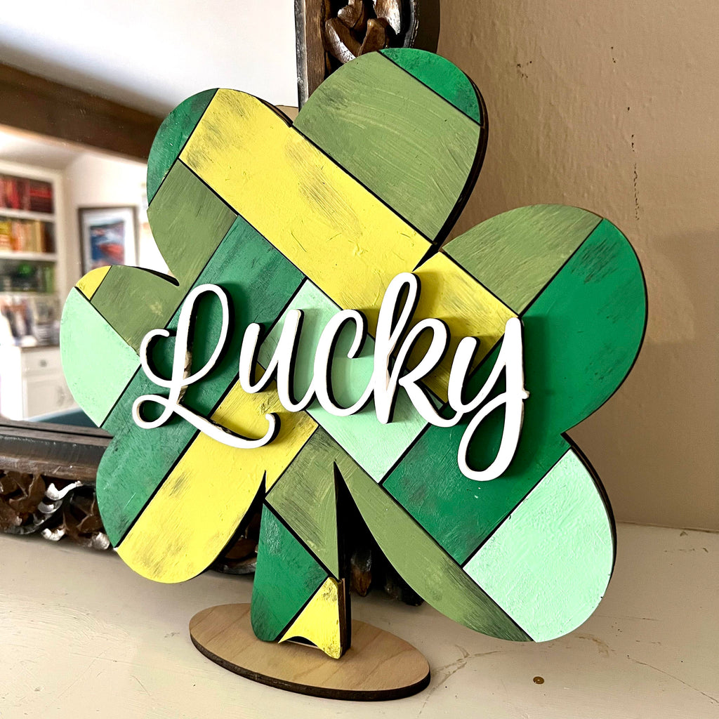 Lucky Sign - Handpainted Standup Shiplap SIgn