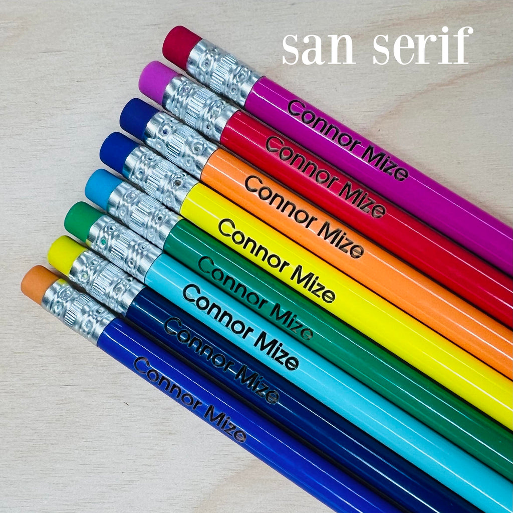 Set of 8 Personalized Pencils with engraved wood tag